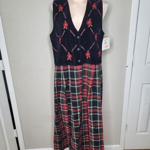 Vintage Casey & Max NWT New Long Winter Christmas Jumper Black Red Size Large
